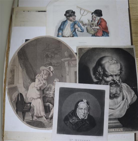 A folio of miscellaneous engravings, mainly portraits largest 36 x 25cm